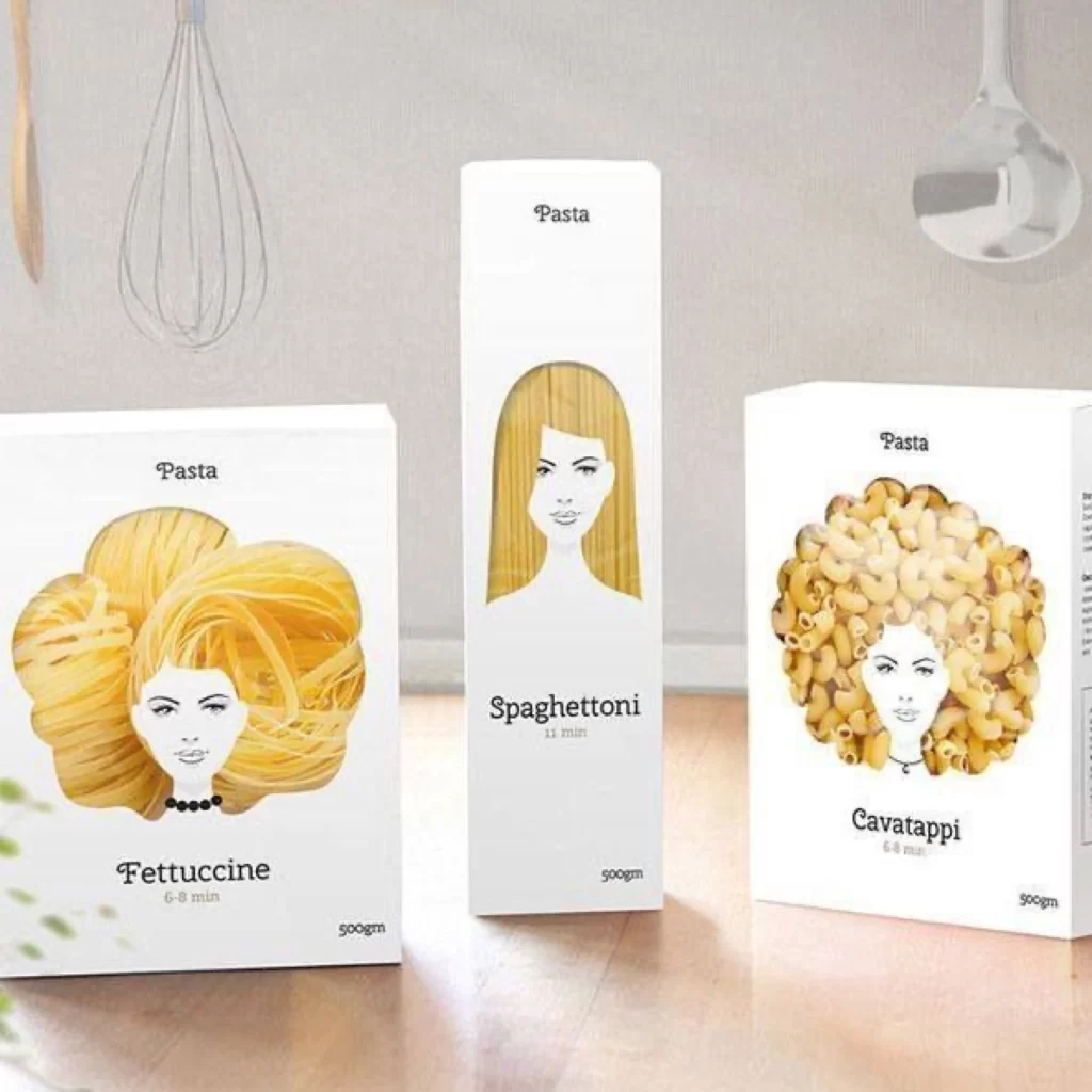 Pasta Creative Packaging White Boxes Playful Design