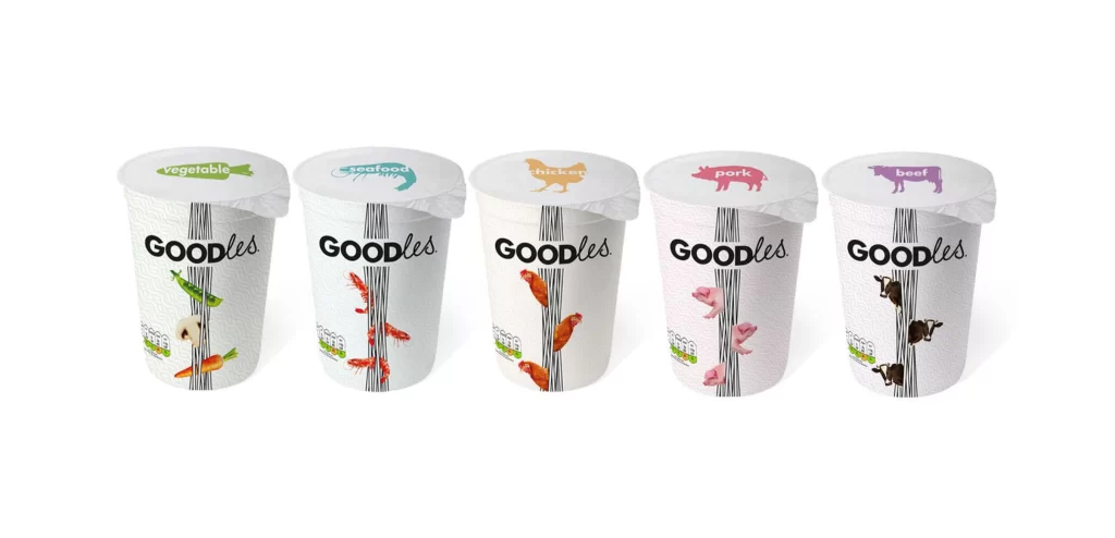 Pasta Cups Goodles Colorful Playful Diverse Flavors Minimalist