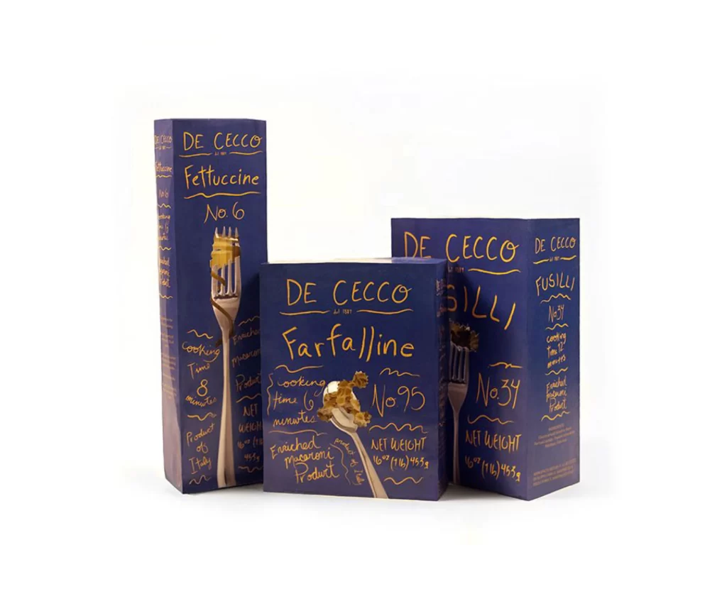 Pasta Dececco Blue Yellow Handwritten
