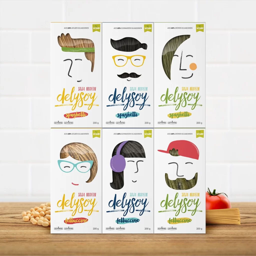 Pasta Delysoy Soy Noodles Colorful Illustrative