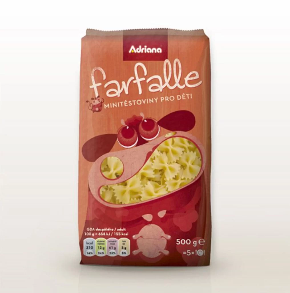 Pasta Farfalle Adriana Red Yellow Cartoon