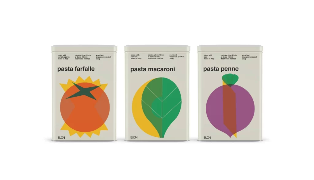 Pasta Farfalle Macaroni Penne Buon Minimalist Colorful