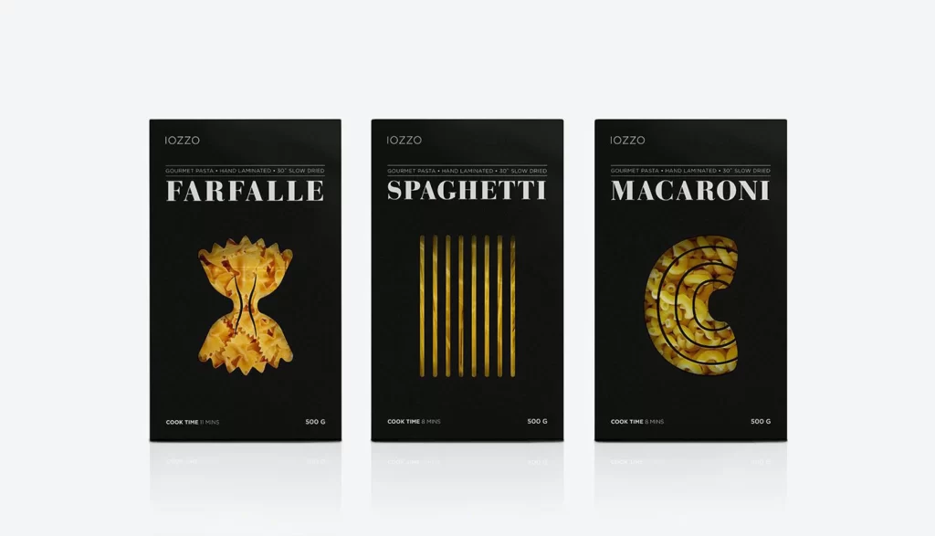 Pasta Farfalle Spaghetti Macaroni Black Gold Minimalist