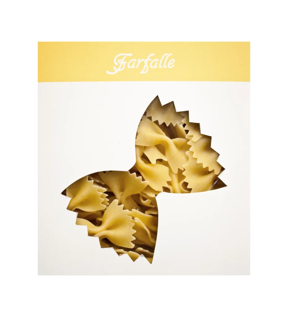 Pasta Farfalle Yellow White Minimalist Typography