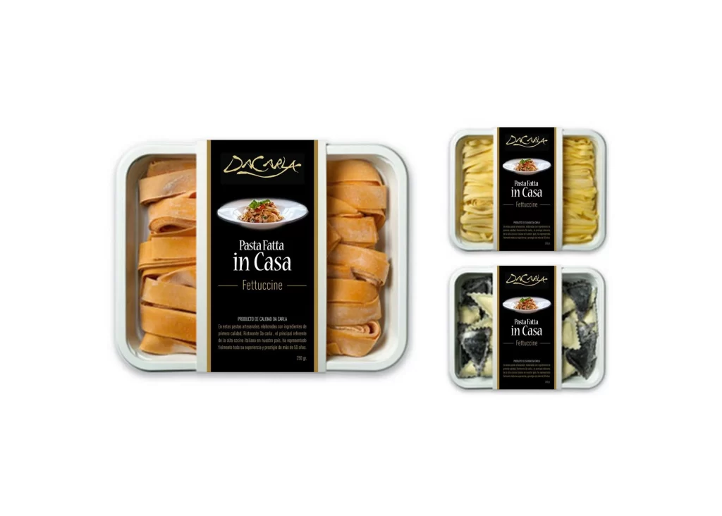 Pasta Fettuccine Packaging Black White Gold