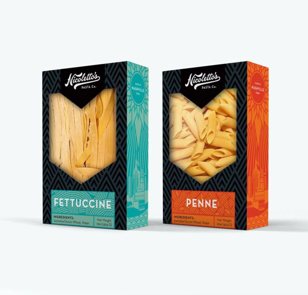 Pasta Fettuccine Penne Nicolettos Black Teal Orange