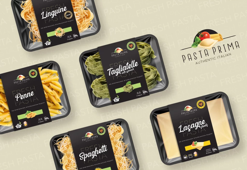 Pasta Fresh Packaging Black Green Yellow
