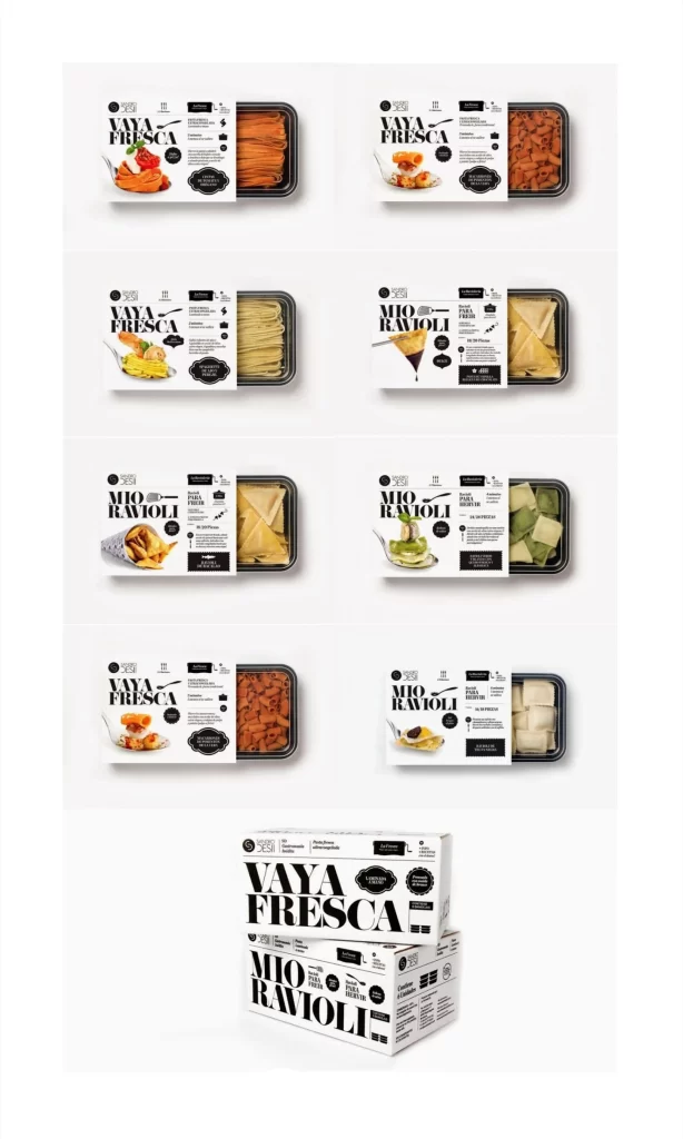 Pasta Fresh Packaging Black White Elegant