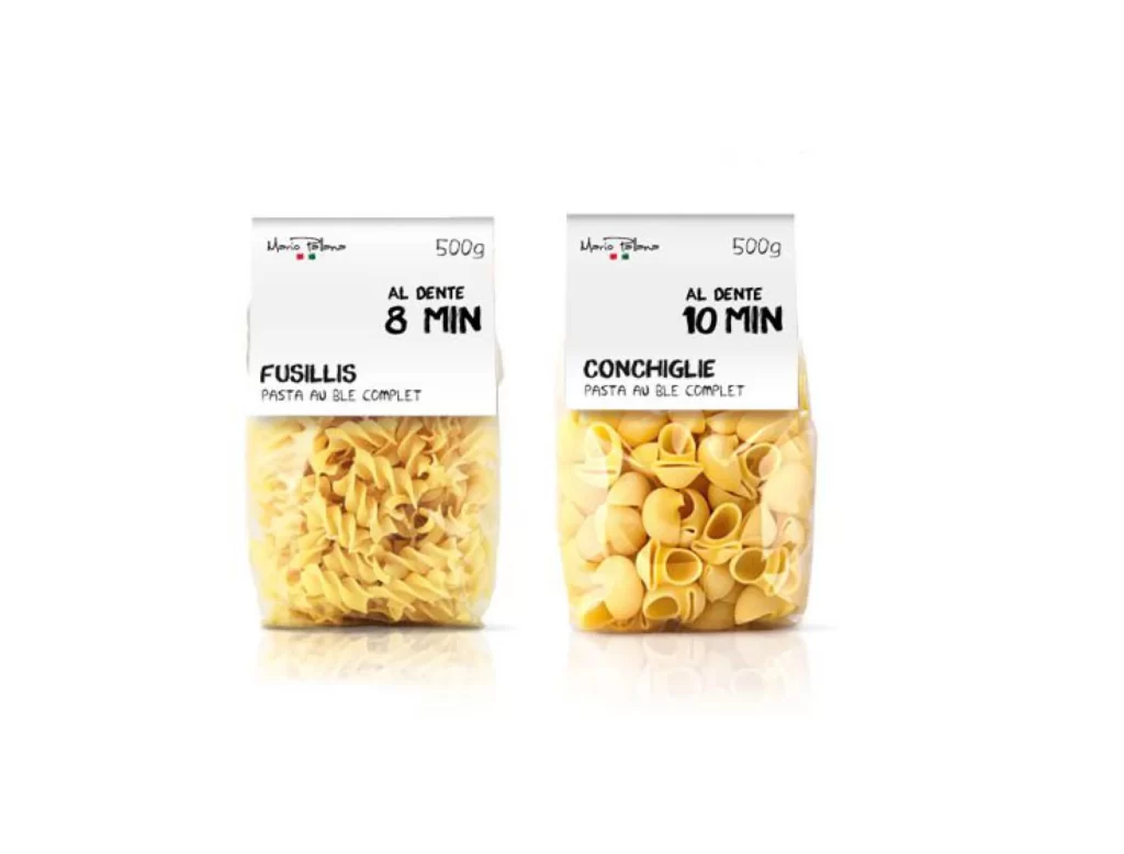 Pasta Fusilli Conchiglie Yellow White Minimalist