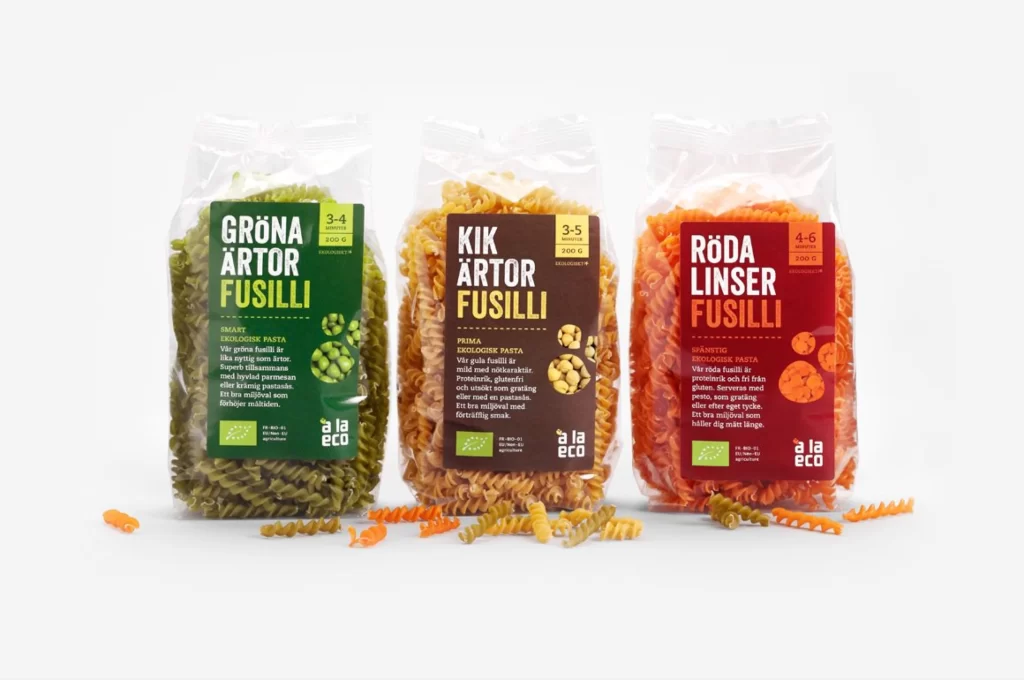 Pasta Fusilli Eco Green Yellow Red Organic