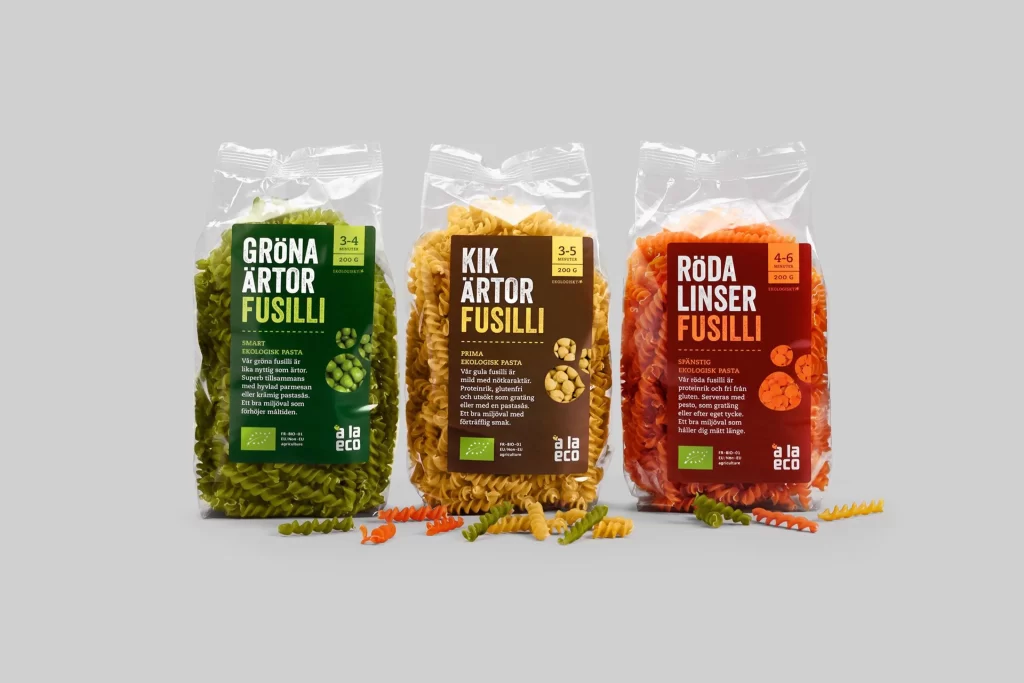 Pasta Fusilli Eco Organic Green Yellow Red