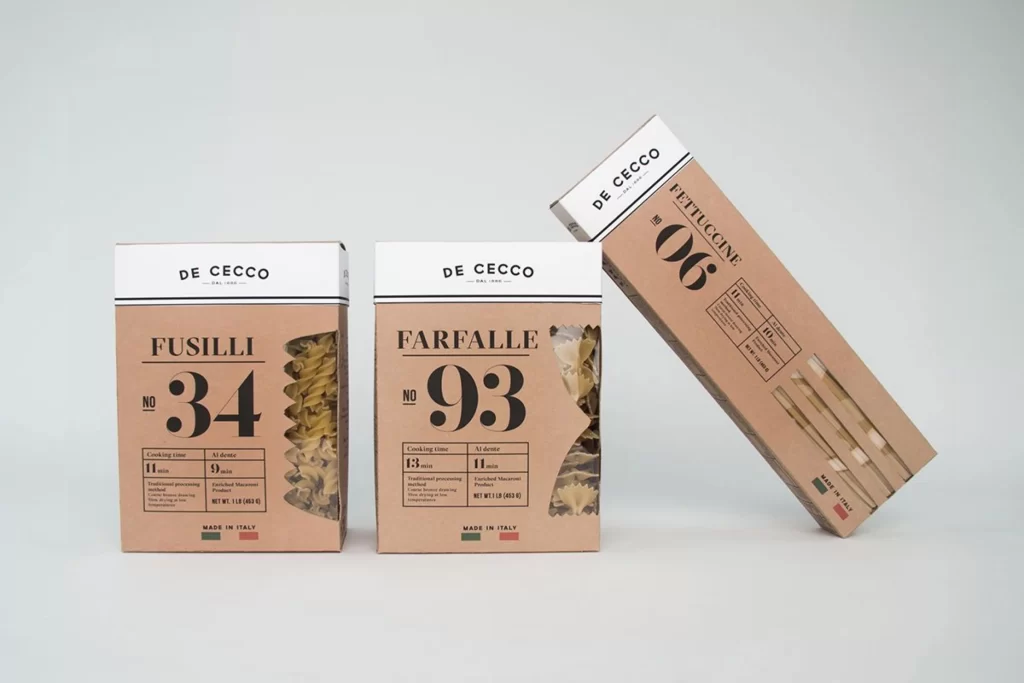 Pasta Fusilli Farfalle Fettuccine Dececco Brown White