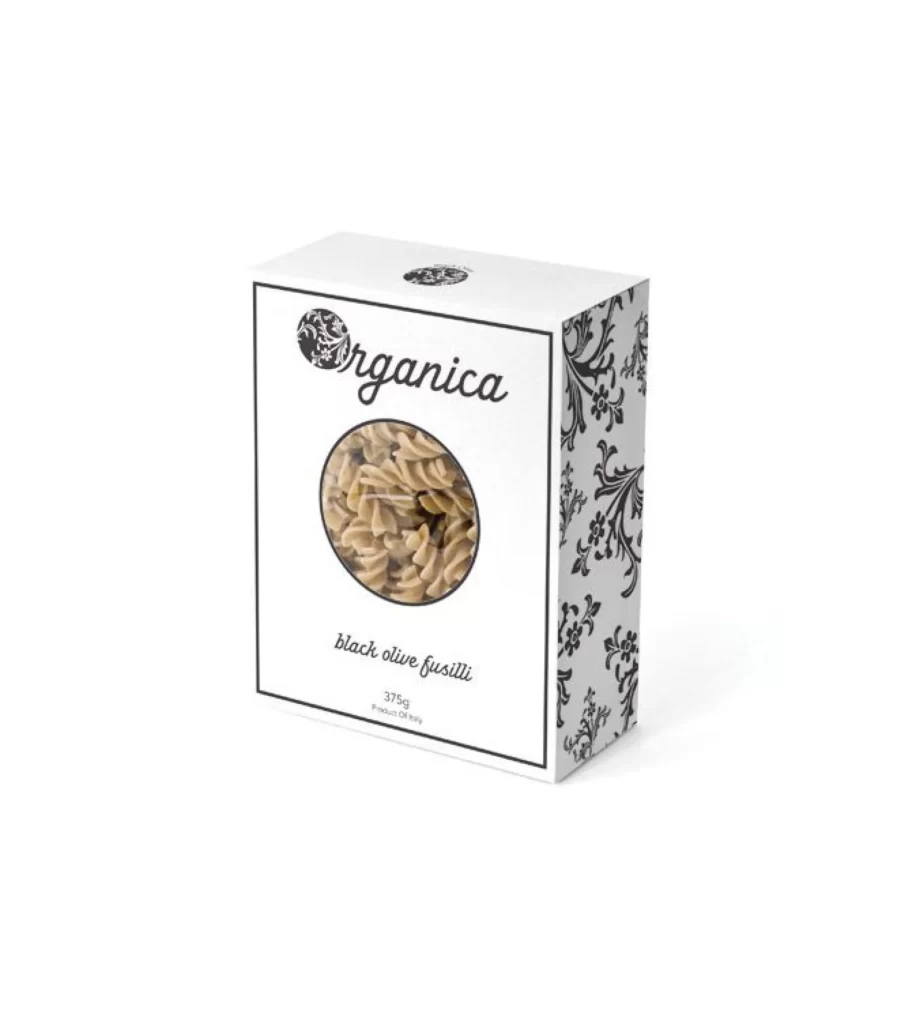 Pasta Fusilli Organic Black Olive White Black Elegant