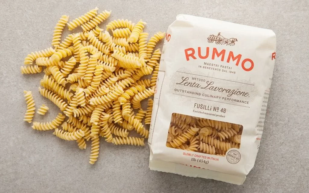 Pasta Fusilli Packaging Yellow White