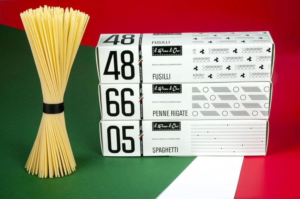 Pasta Fusilli Penne Rigate Spaghetti Packaging White Black