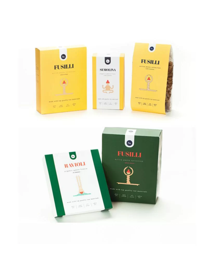 Pasta Fusilli Semolina Ravioli Yellow Green Organic