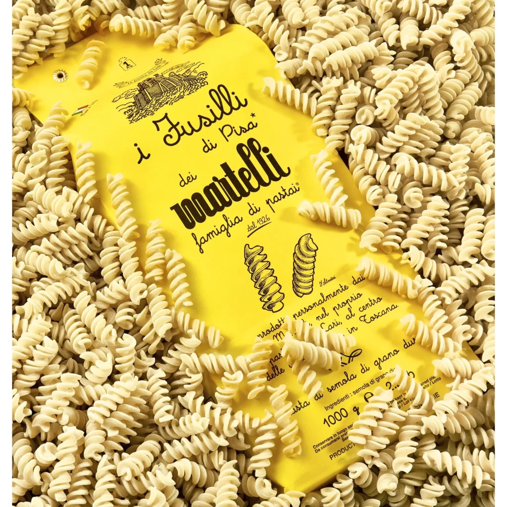 Pasta Fusilli Yellow Black Handwritten