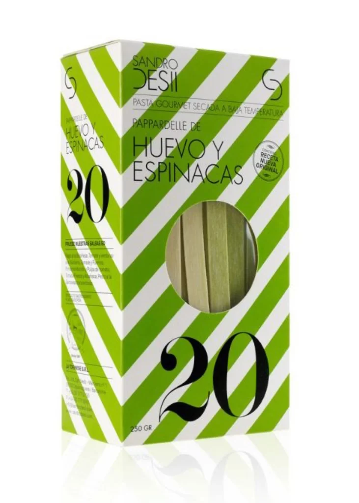 Pasta Gourmet Egg Spinach Green White Stripes Modern