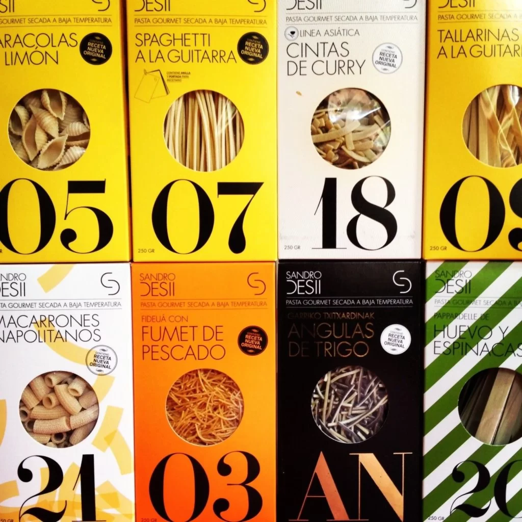 Pasta Gourmet Packaging Yellow Orange Black Green