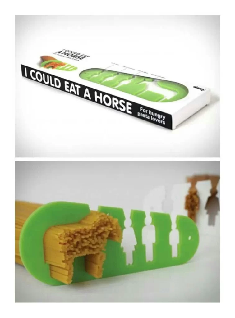 Pasta I Could Eat A Horse Green White Modern Illustration