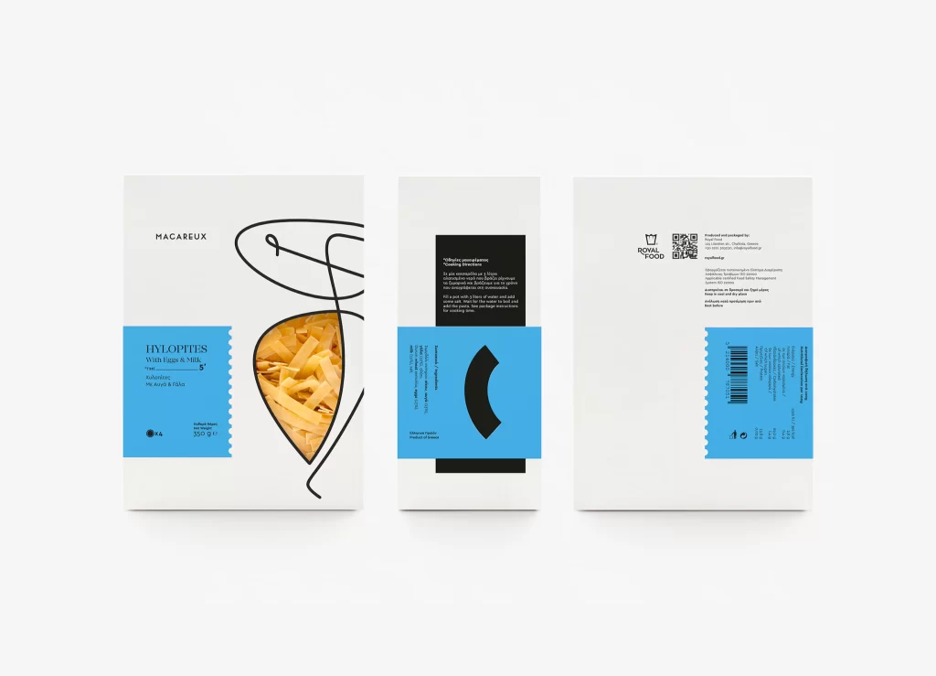 Pasta Macareux Blue Black White Minimalist Typography
