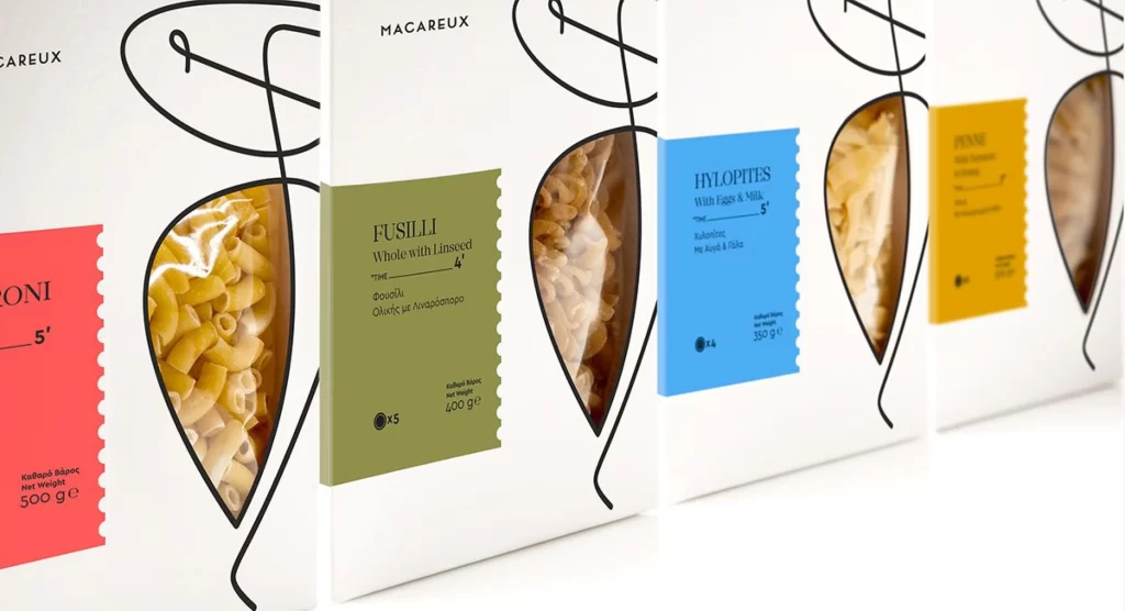 Pasta Macareux Colorful Modern Packaging