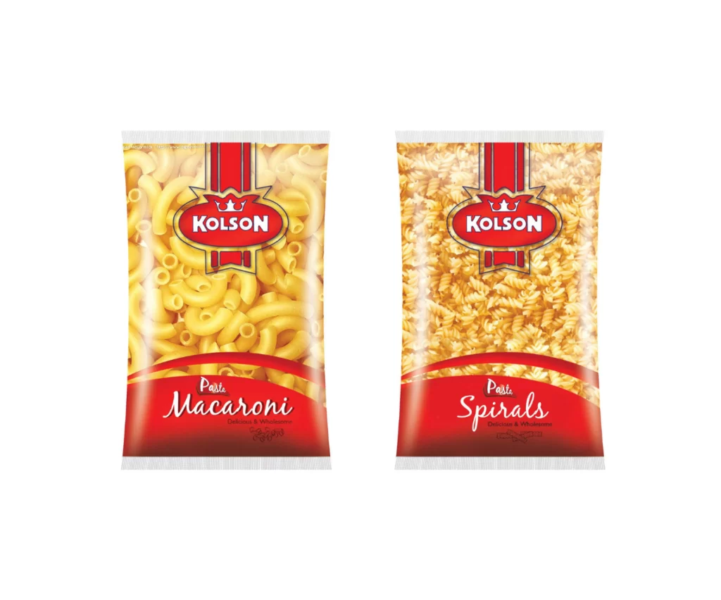 Pasta Macaroni Spirals Kolson Red Yellow