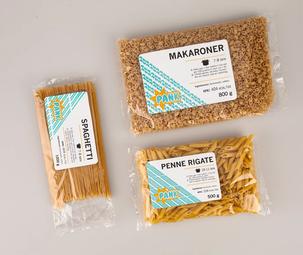 Pasta Makaroner Spaghetti Penne Rigate Pank Blue Orange