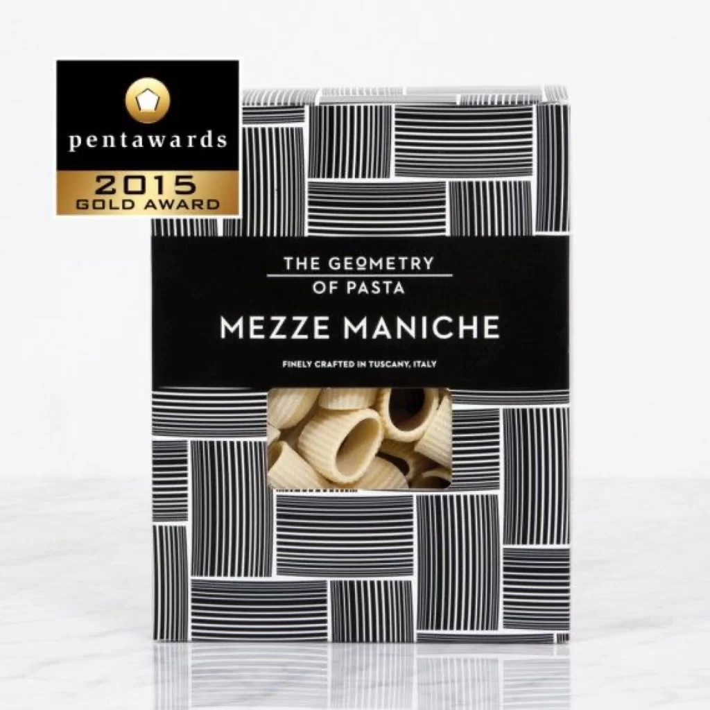 Pasta Mezze Maniche Black White Stripes Modern