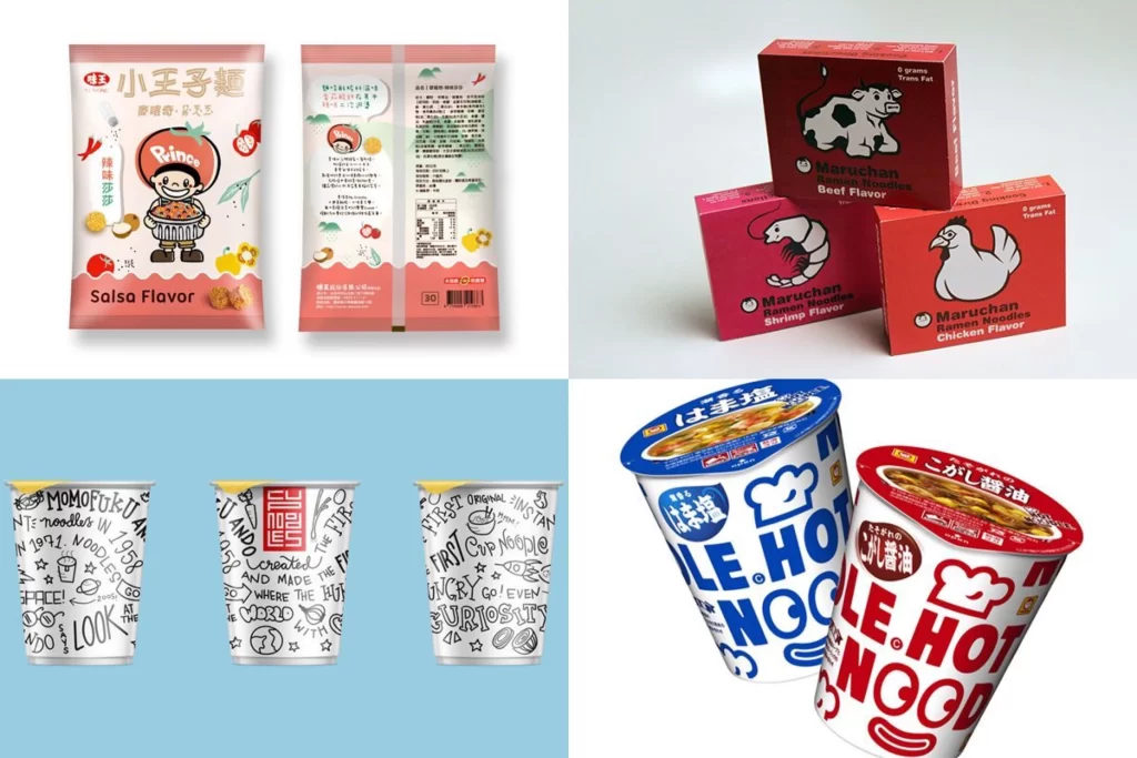 Pasta Noodle Food Packaging Salsa Flavor Illustration Colorful Brand