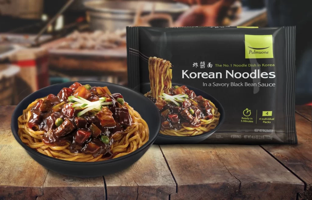 Pasta Noodles Black Bean Sauce Pulmuone Black Green Savory
