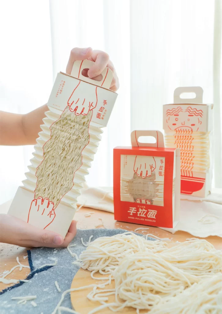 Pasta Noodles Hand-pulled Packaging Red White