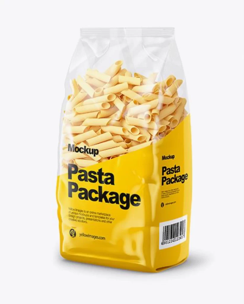 Pasta Package Mockup Yellow Transparent Modern