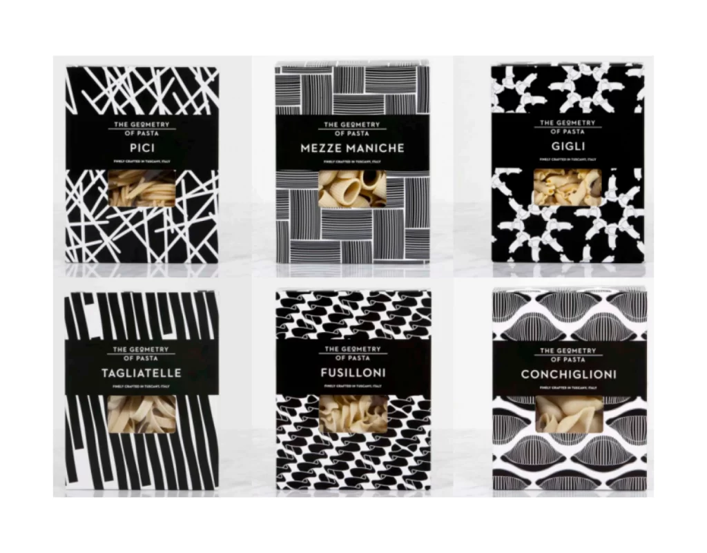 Pasta Packaging Black White Geometric Design