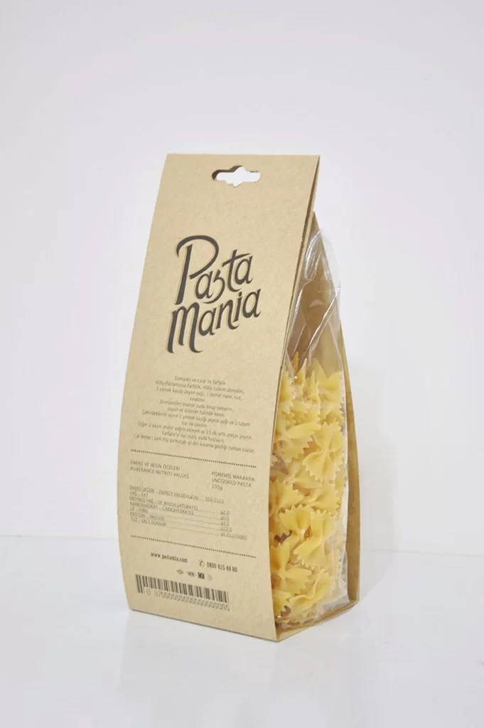 Pasta Packaging Brown Beige Clear Plastic