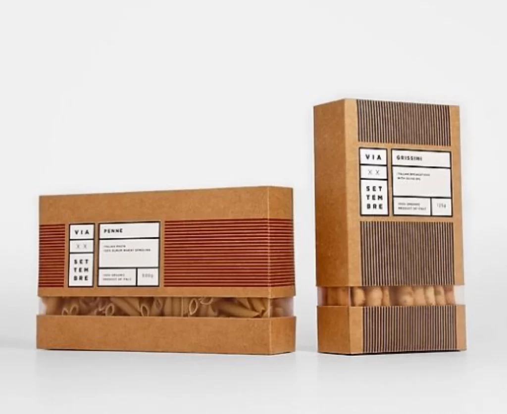 Pasta Packaging Brown Stripes Minimalist Design