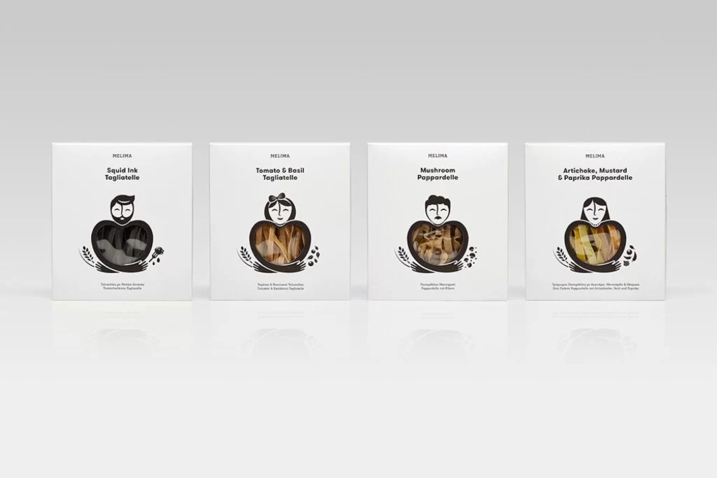 Pasta Packaging Melima White Black Heart-shaped