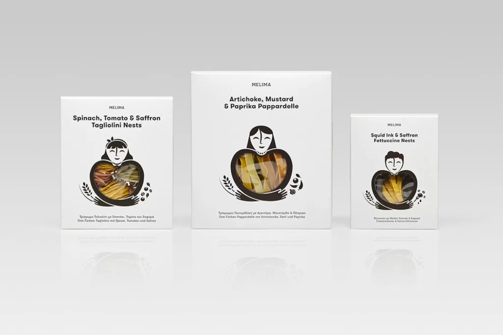 Pasta Packaging Melima White Black Minimalist Heart-shaped
