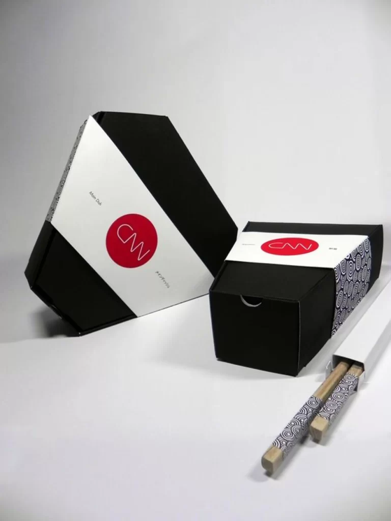 Pasta Packaging Modern Black White Red Geometric