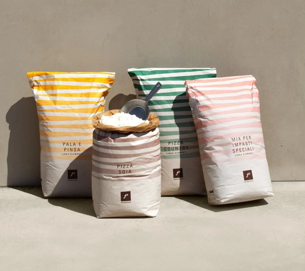 Pasta Packaging Stripes Yellow Green Pink White