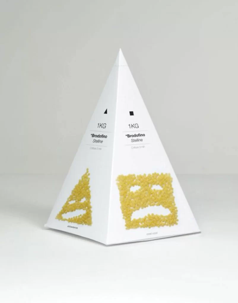 Pasta Packaging Triangular White Yellow Minimalist