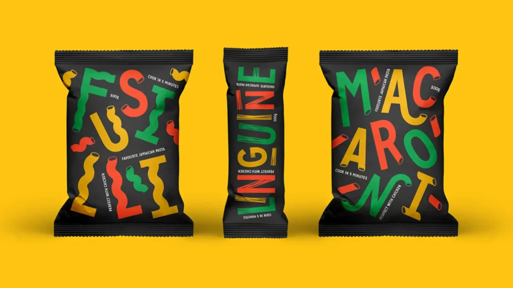 Pasta Packaging Vibrant Bold Colorful Modern