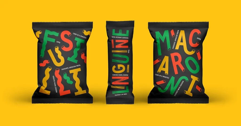 Pasta Packaging Vibrant Colorful Playful Modern