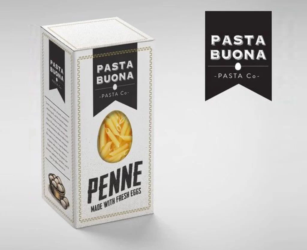 Pasta Penne Buona Black White Vintage