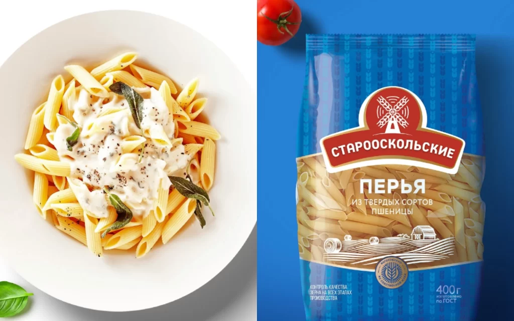 Pasta Penne Packaging Blue Red White