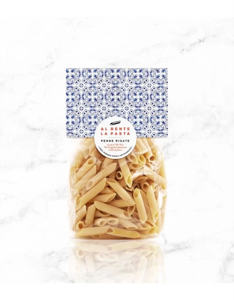 Pasta Penne Rigate Blue White Vintage