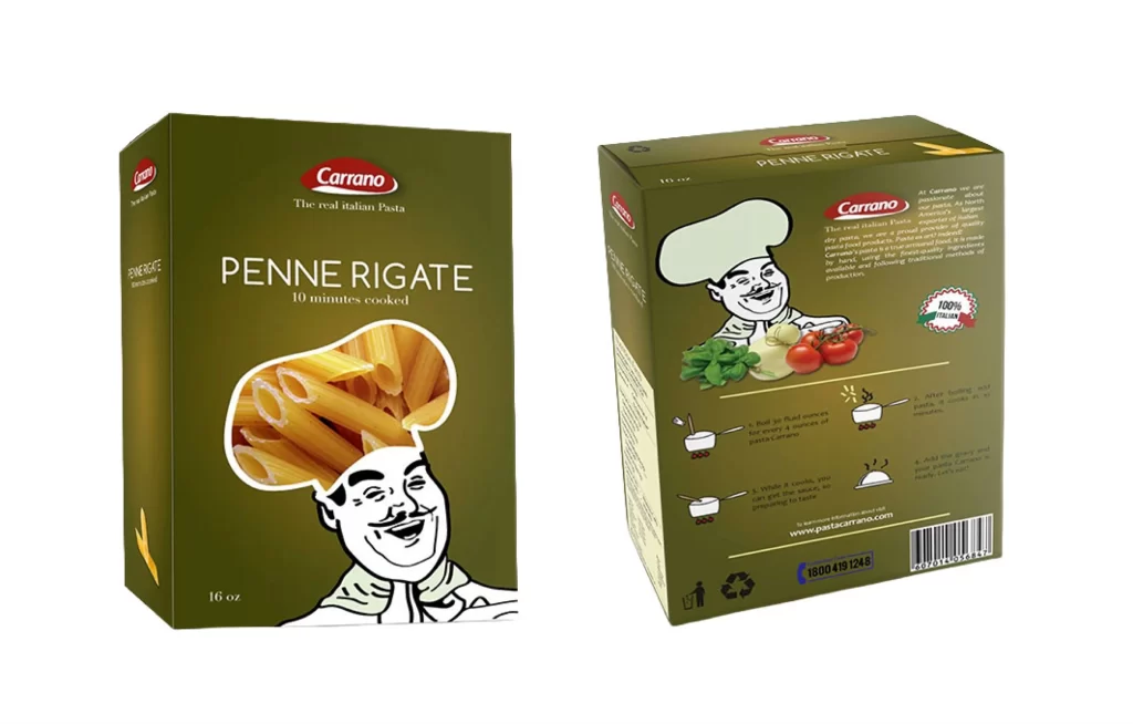 Pasta Penne Rigate Carrano Green Chef Illustration