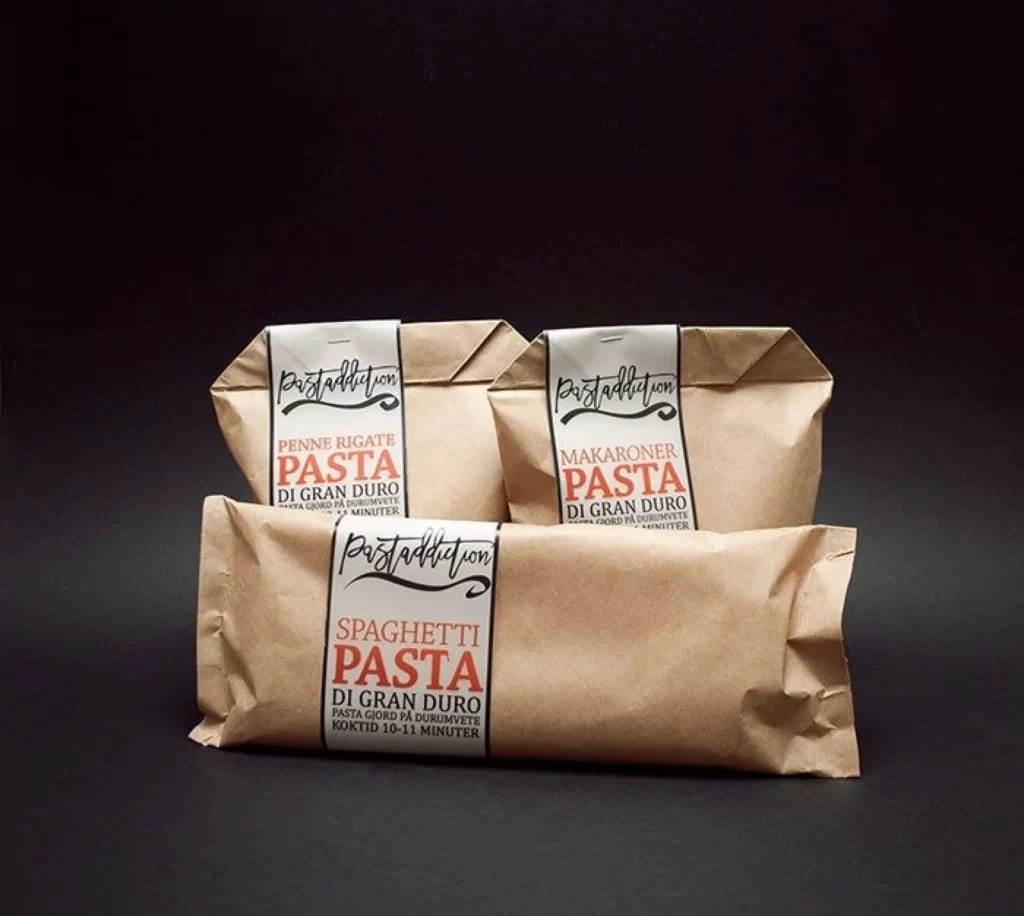 Pasta Penne Rigate Makaroner Spaghetti Kraft Paper Black Red White