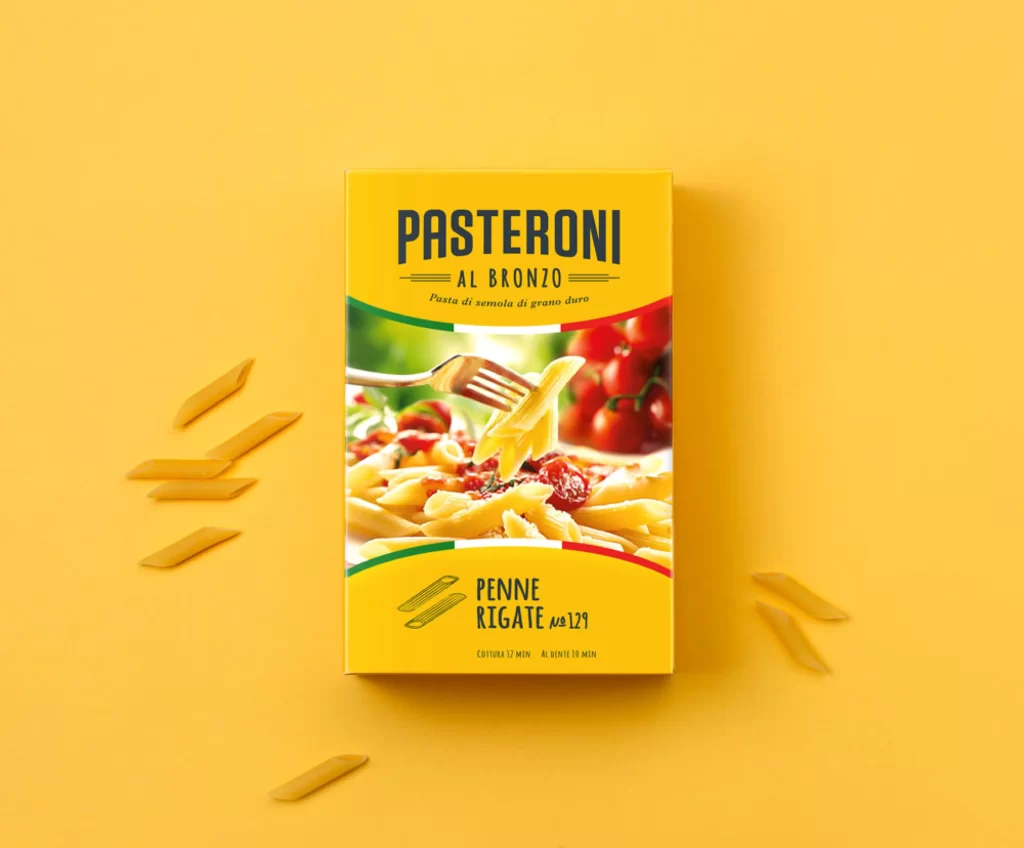 Pasta Penne Rigate Packaging Yellow Red Green