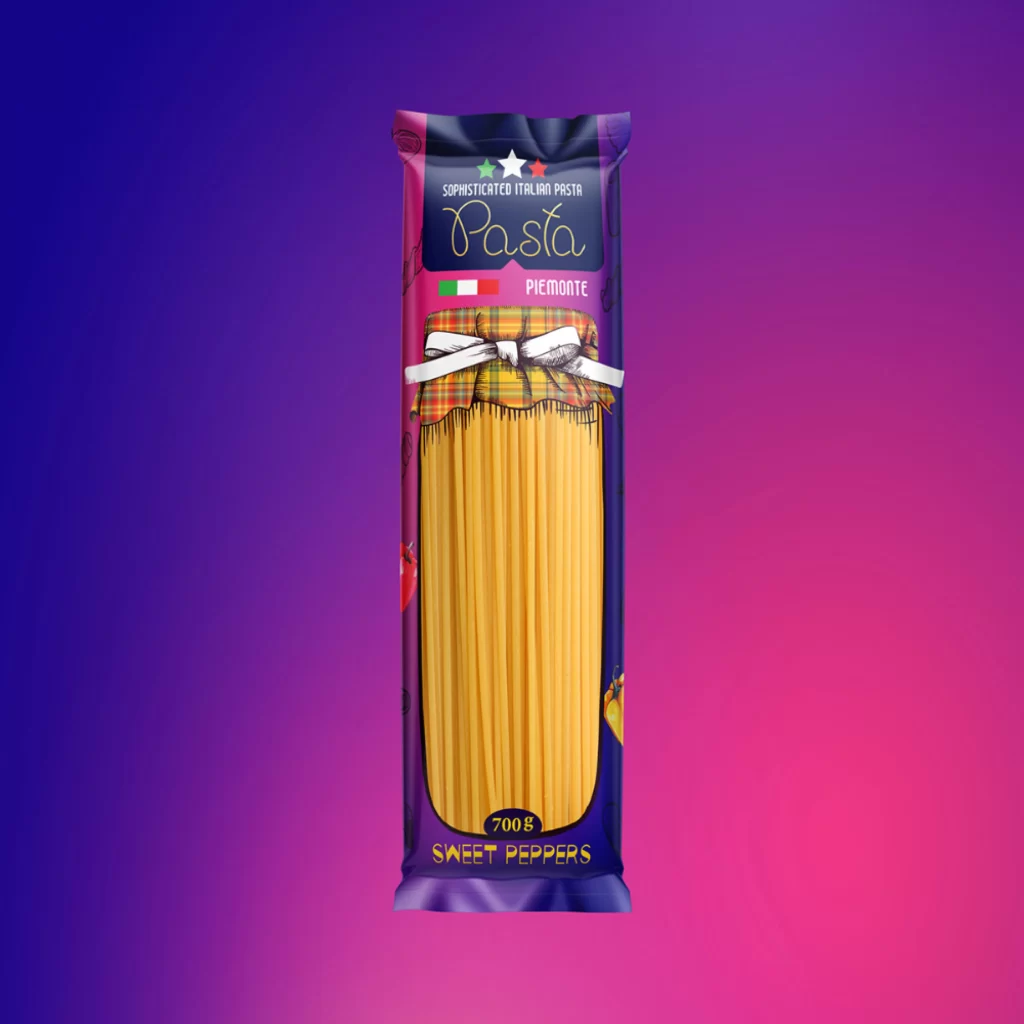 Pasta Piemonte Sweet Peppers Yellow Red Blue Illustrative